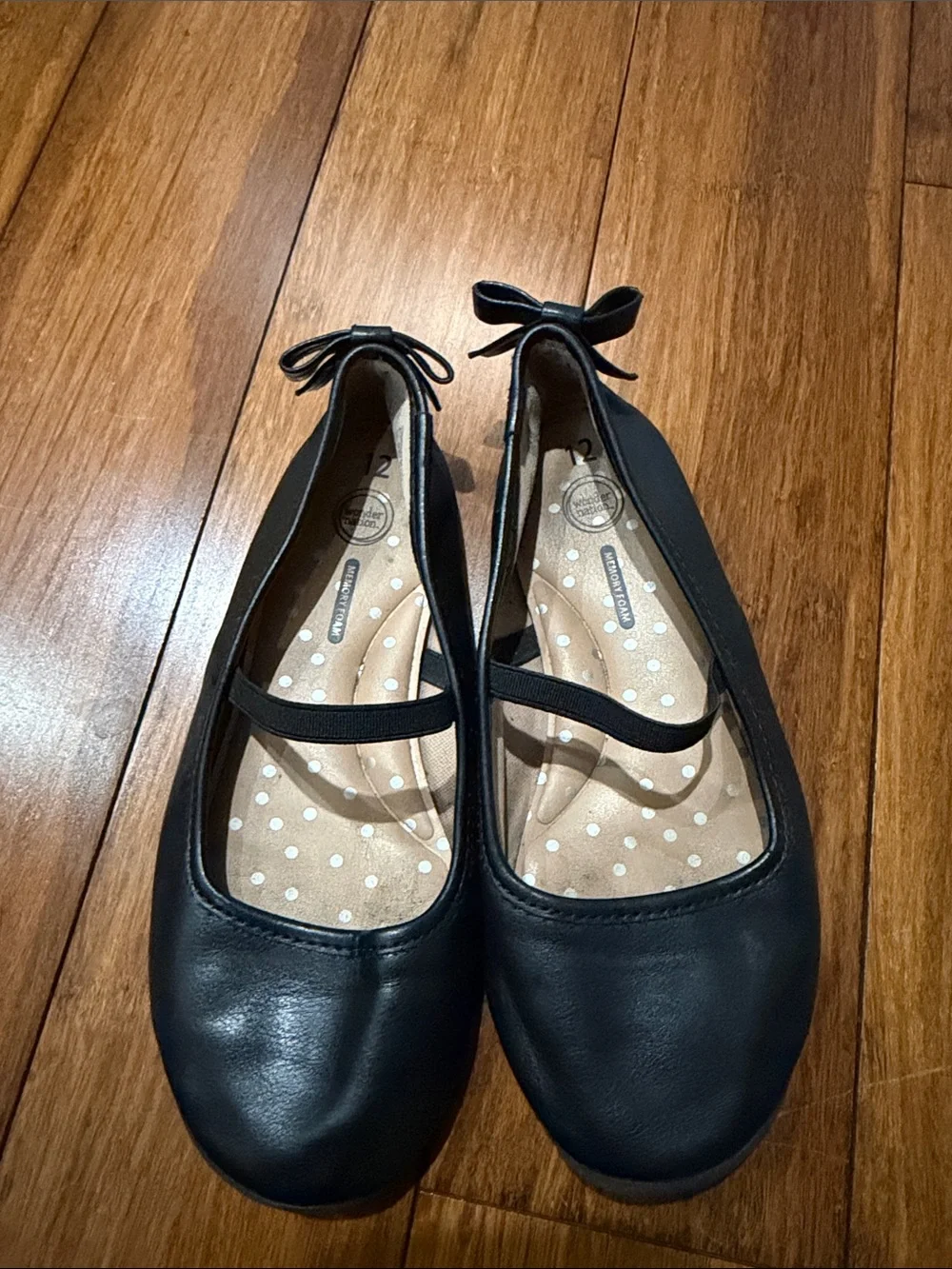 wonder nation Black Girls Ballet Flats with Elastic Strap size 12